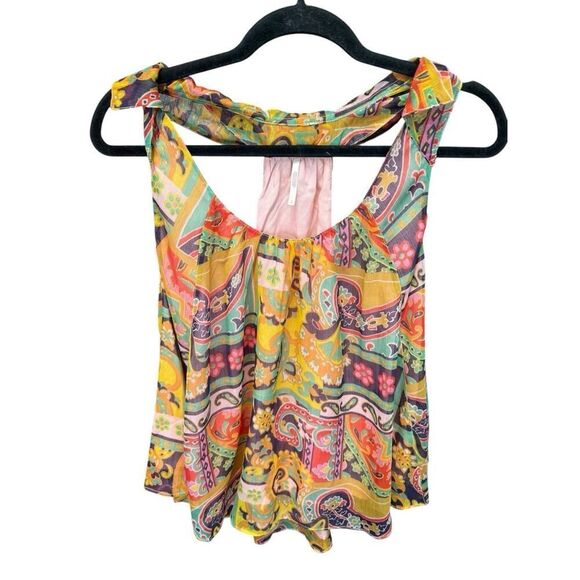 FREE PEOPLE Strawberry Tank Meadow Combo Flowy Lined Bohemian Tank sz L - Picture 4 of 10